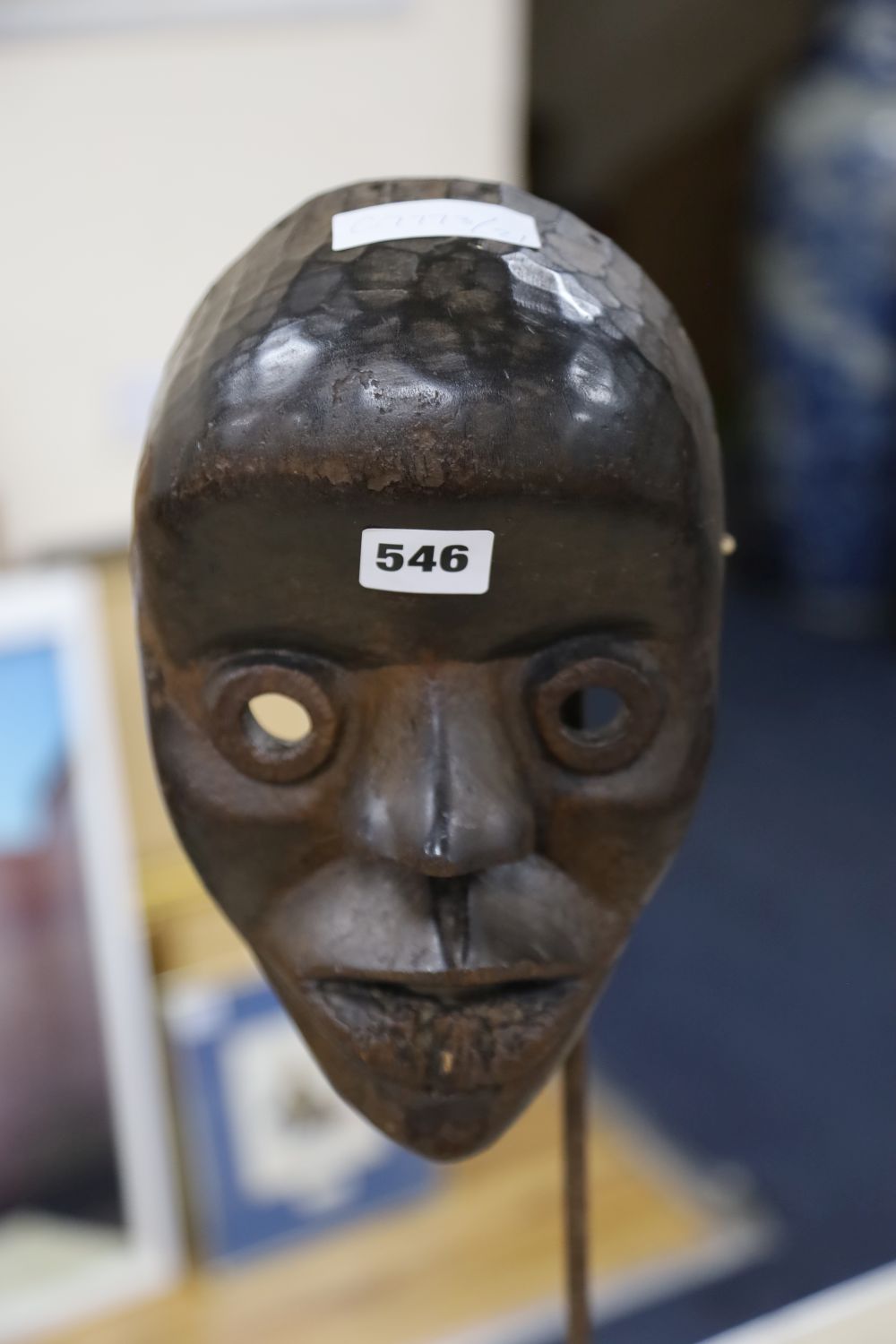 A Dan tribal mask on stand: Racing Mask